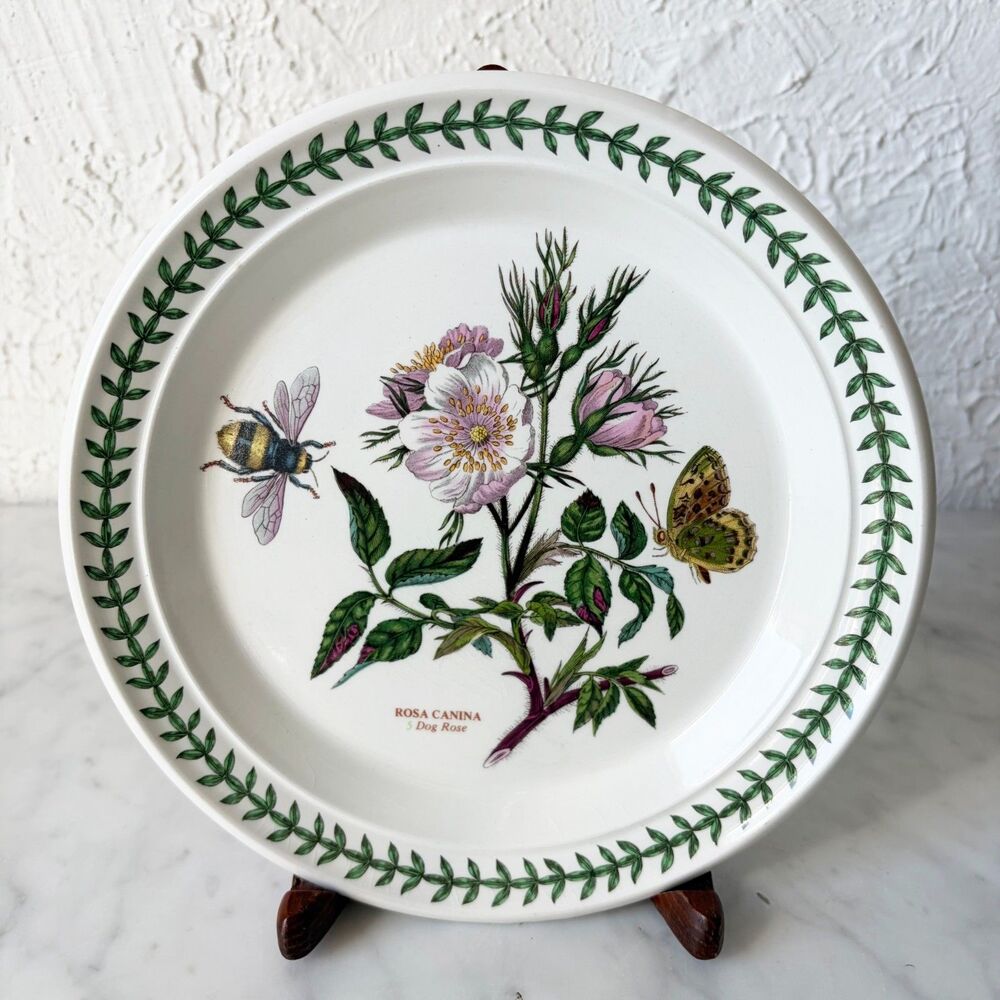Portmeirion Botanic Garden Rosa Canina Dog Rose Salad Plate 8.5" Early Vintage
